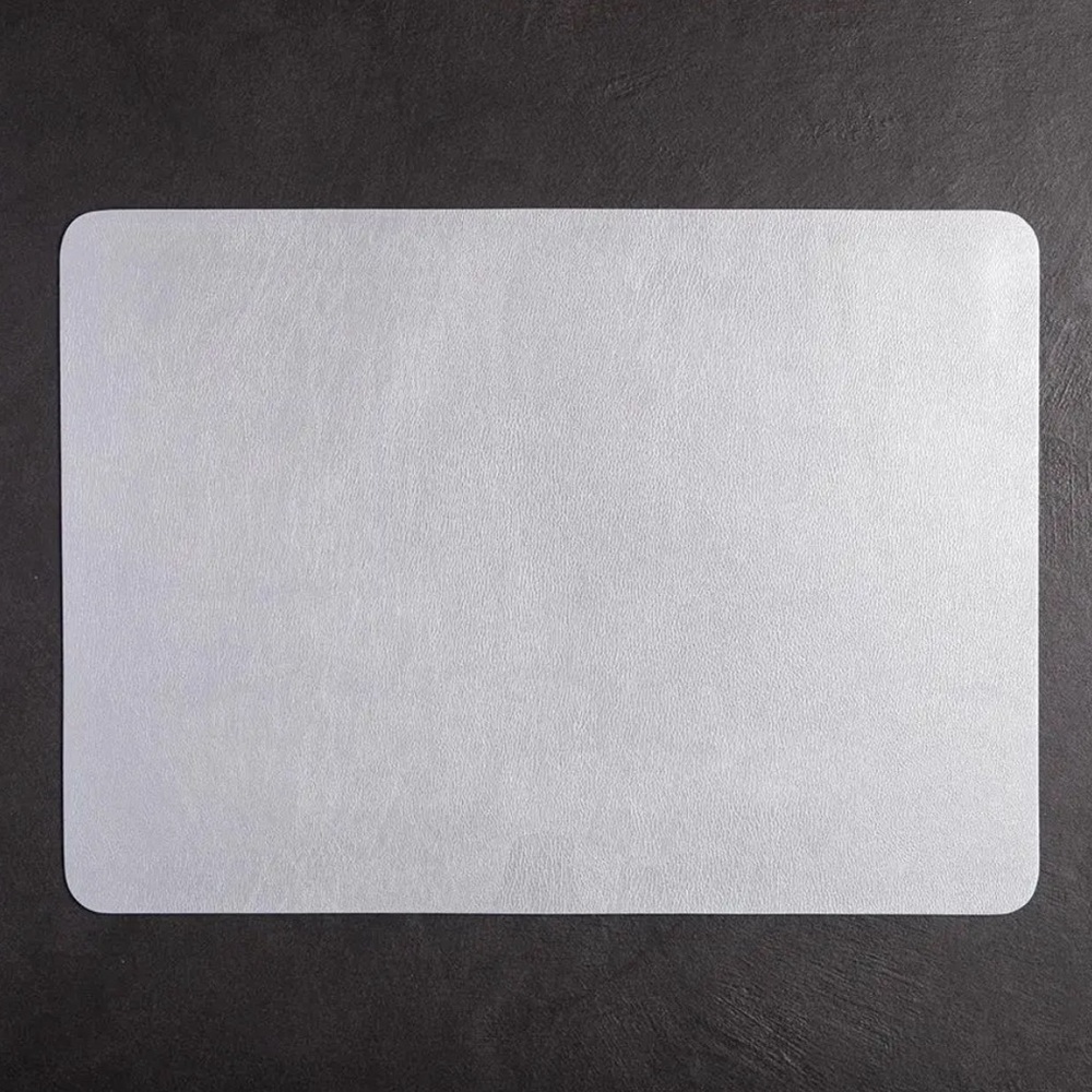 6 PCS - Leather Reversible Vinyl Placemat (Silver)